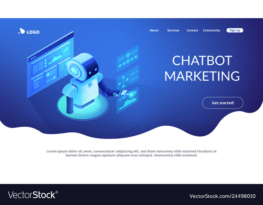 Automated data analysis isometric 3d landing page vector image Automated data analysis isometric 3d landing page
