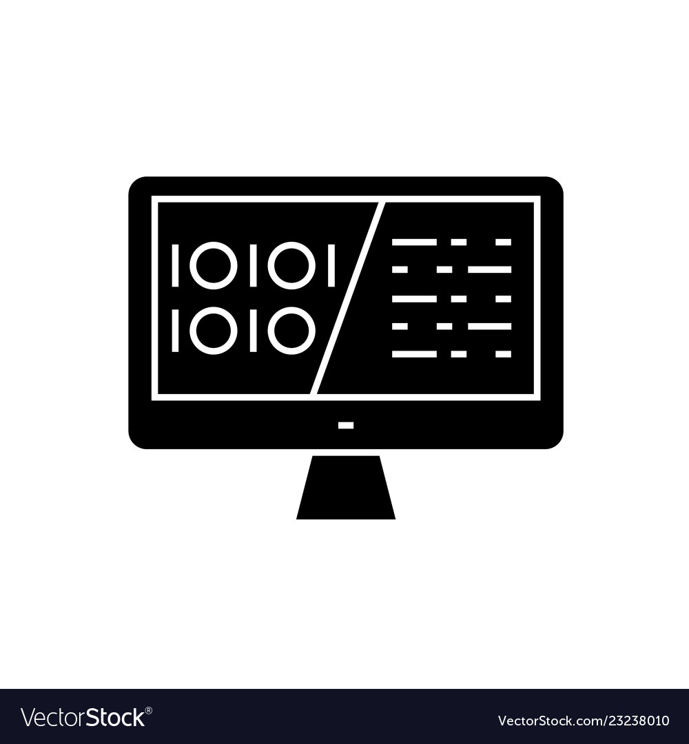 Binärcode-Datenverschlüsselung schwarz Konzept vector image Binärcode-Datenverschlüsselung schwarz Konzept