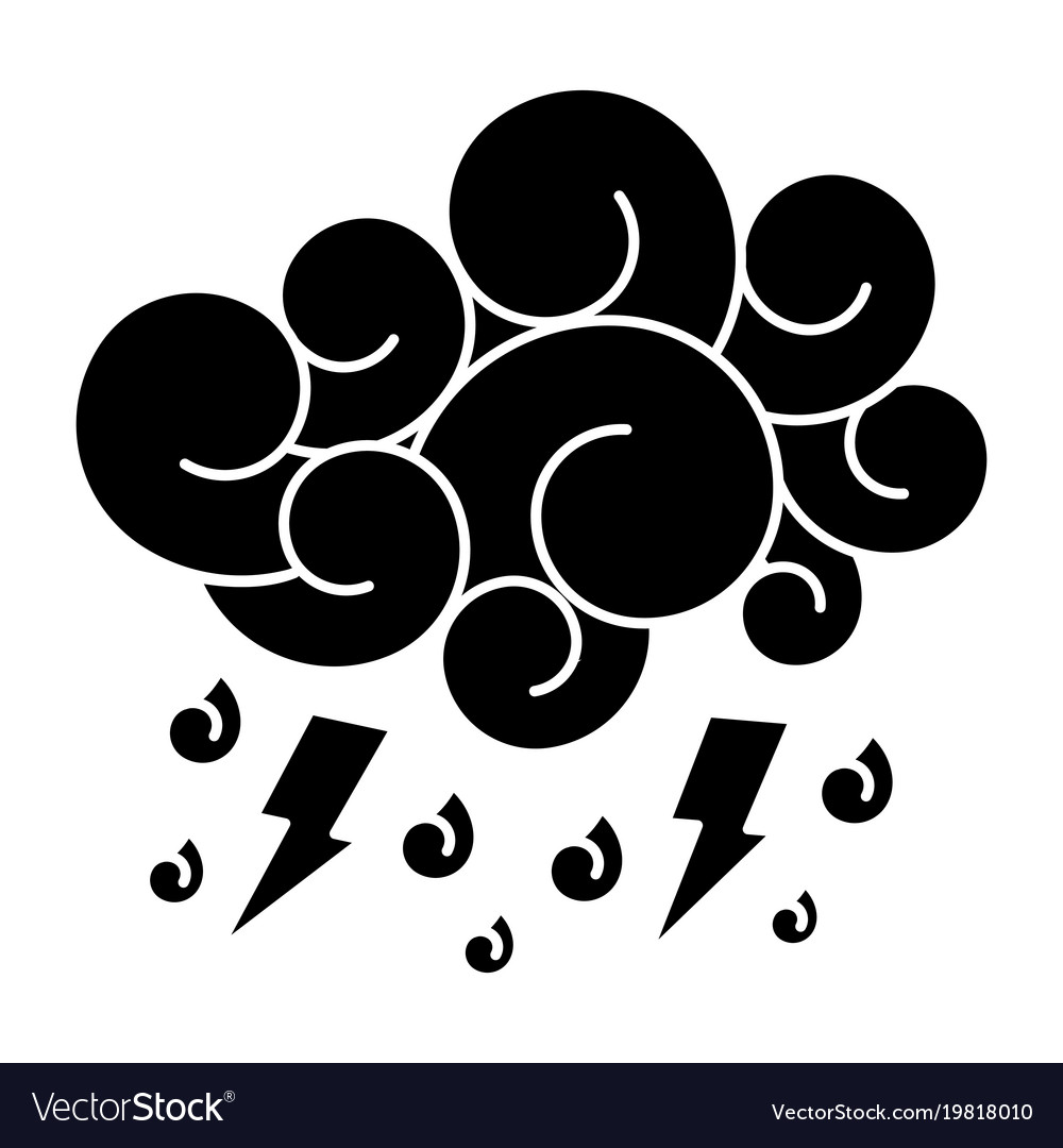 Blue cloud lightning raindrops cartoon image