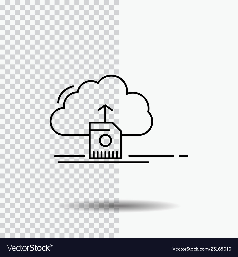 Cloud upload save data computing line icon