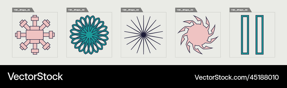 Collection of y2k elements rave psychedelic retro Vector Image