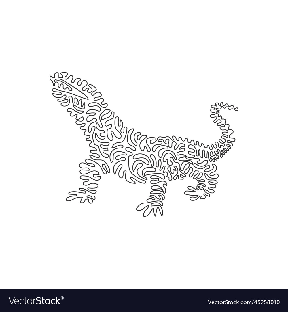 Continuous curve one line drawing of ferocious vector image Continuous curve one line drawing of ferocious