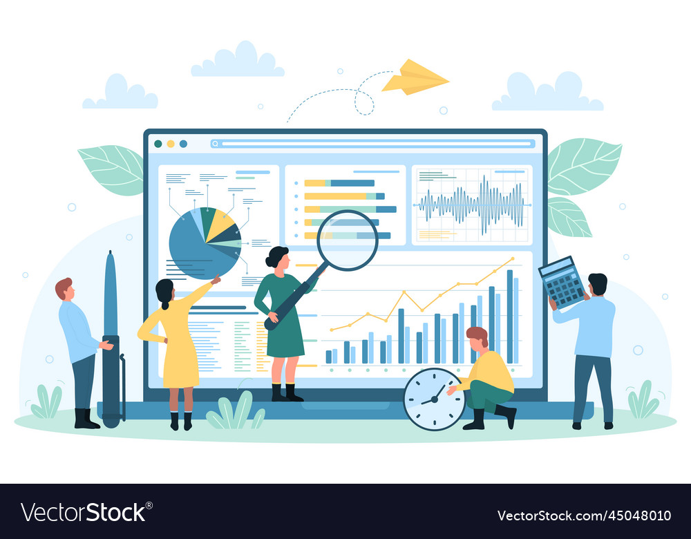 Data monitoring and analysis on desktop tiny Vector Image Data monitoring and analysis on desktop tiny