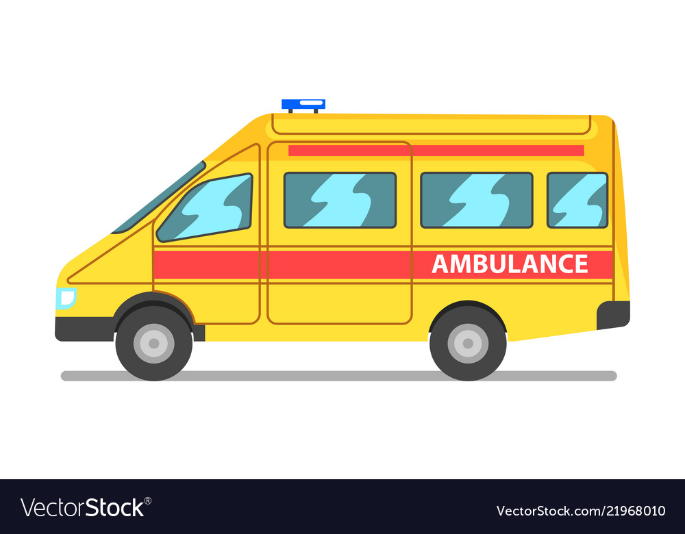 Emergency Car Yellow And Red Ambulance Medical Vector Image