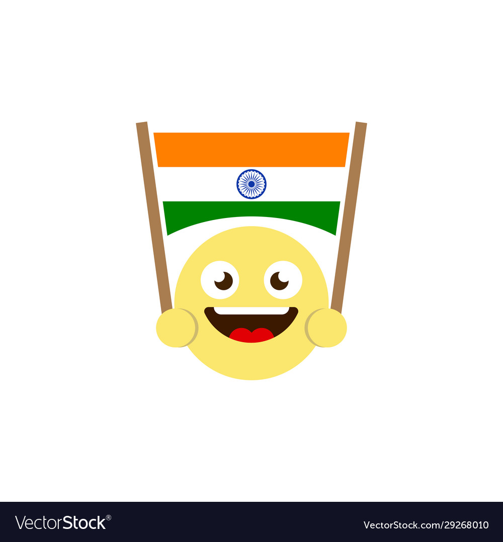 Emoticon flag india icon isolated on white