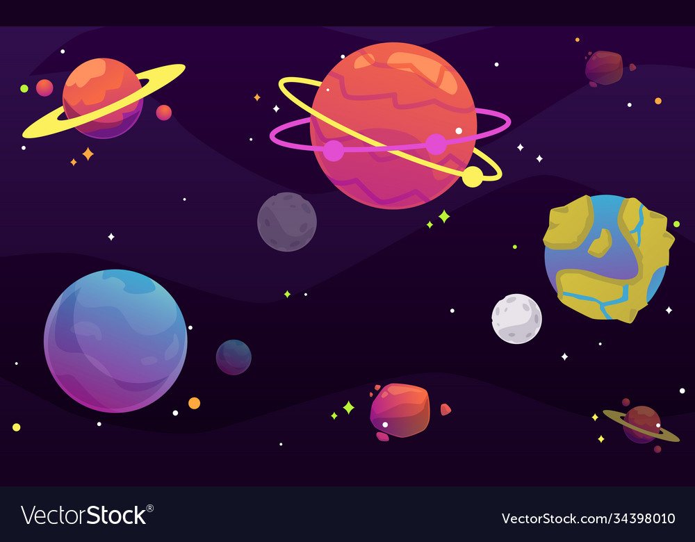 Fantastic alien planets on a space background Vector Image Fantastic alien planets on a space background