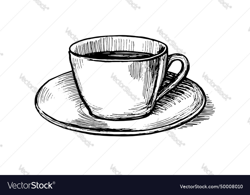 Hand drawn cup of coffee or tea