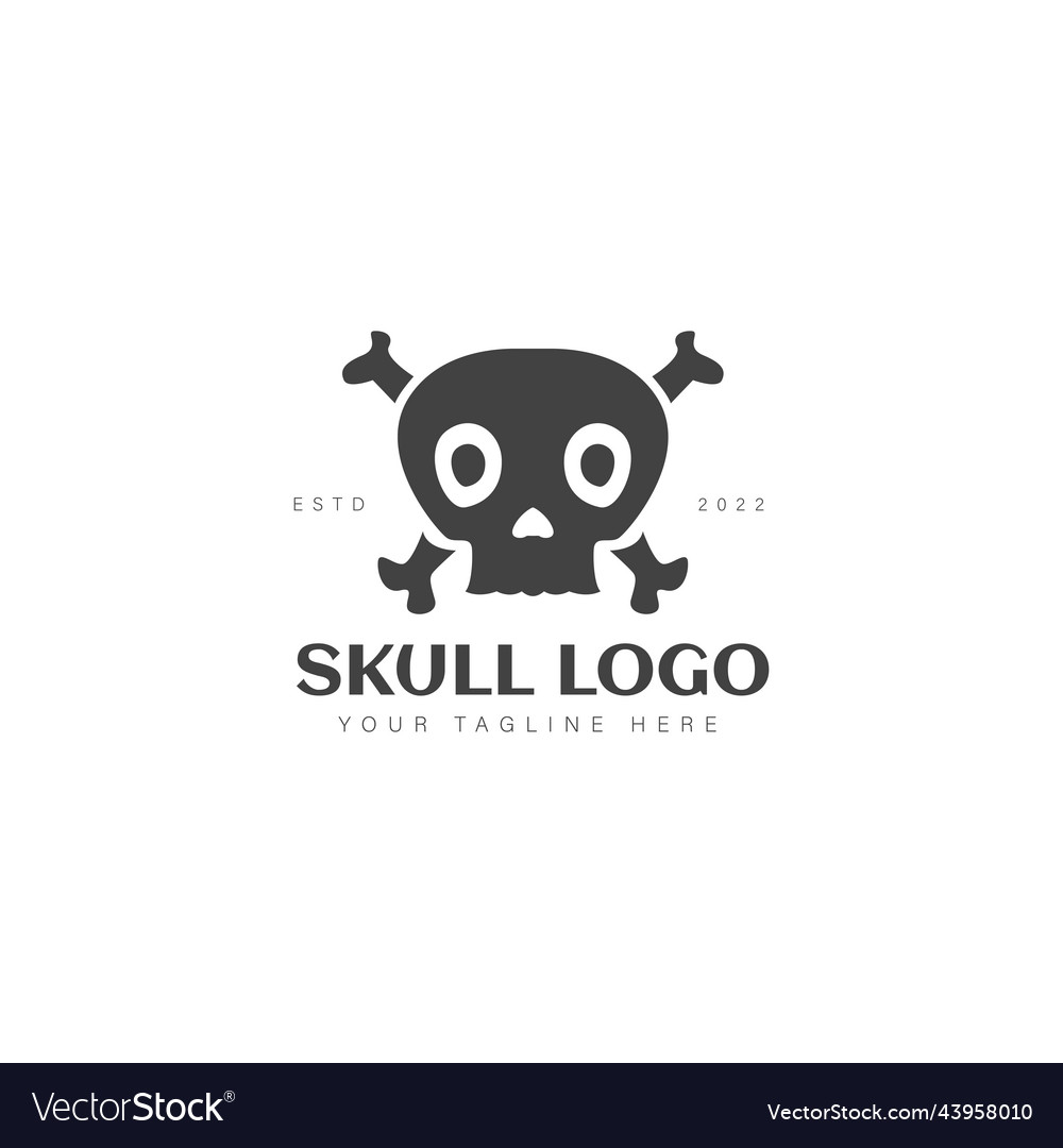 Hipster crossbones with skull logo design icon