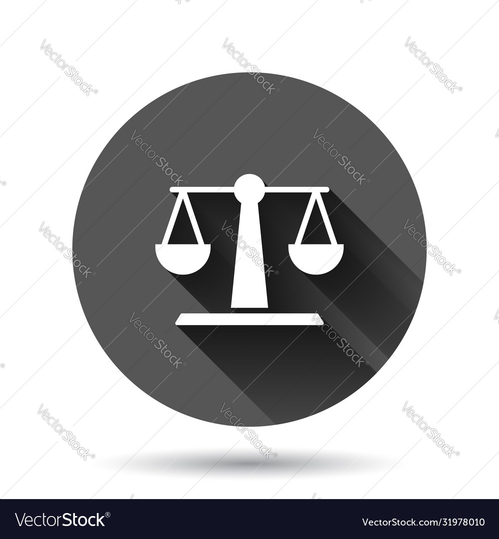 Scale balance icon in flat style justice on black Vector Image