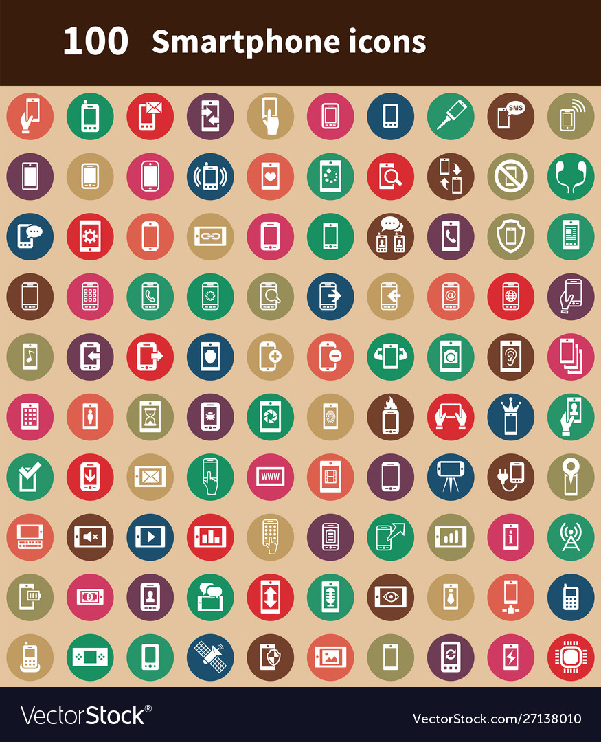 Smartphone 100 icons universal set for web and ui