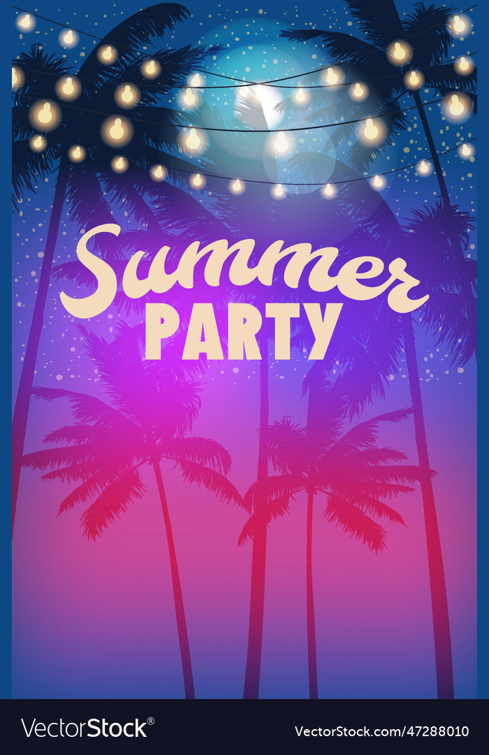 Summer party night beach poster template design