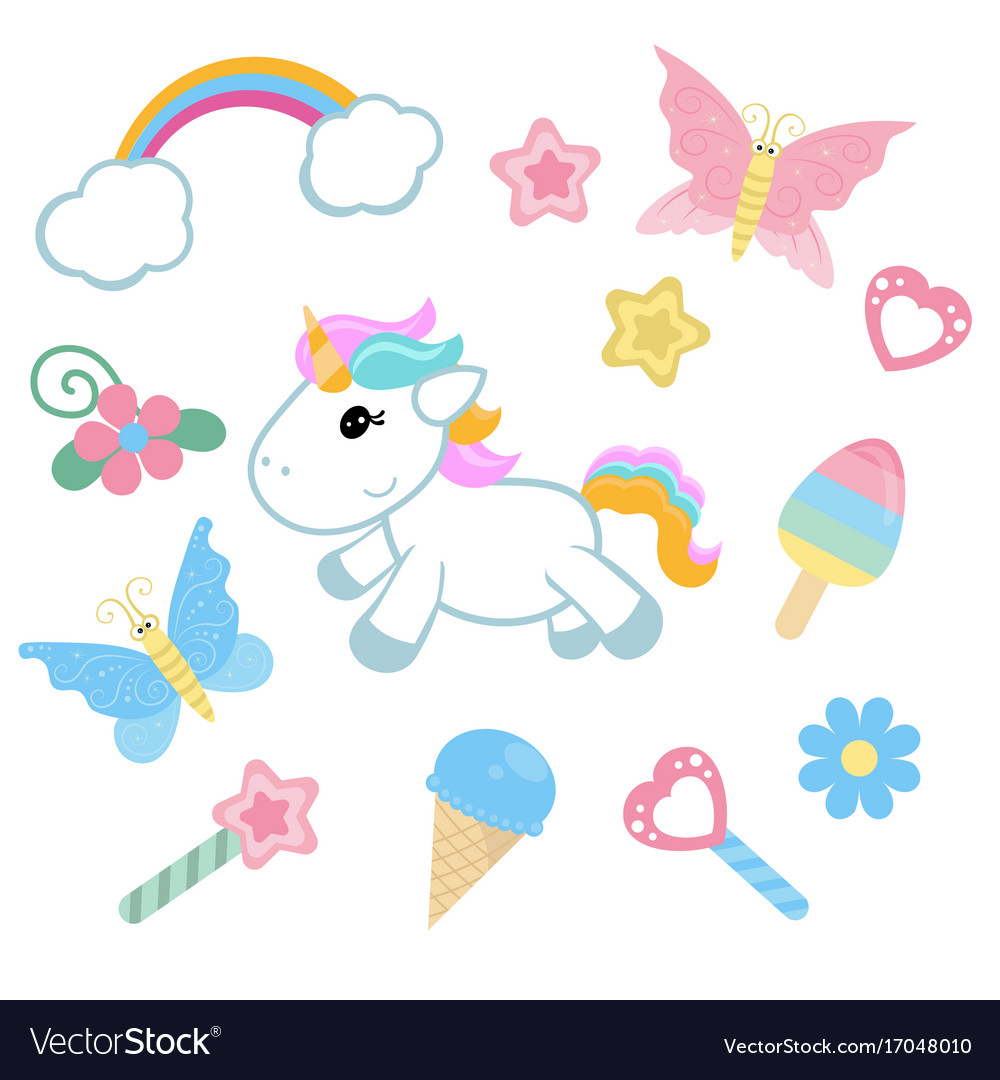Unicorn with magic design elements