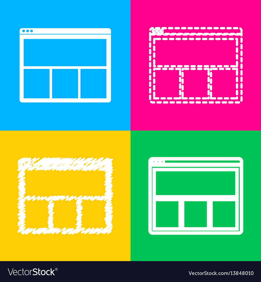 Web window sign four styles of icon on color