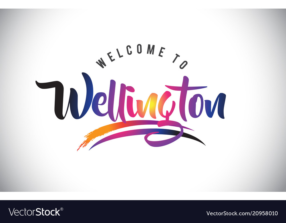 Wellington welcome to message in purple vibrant