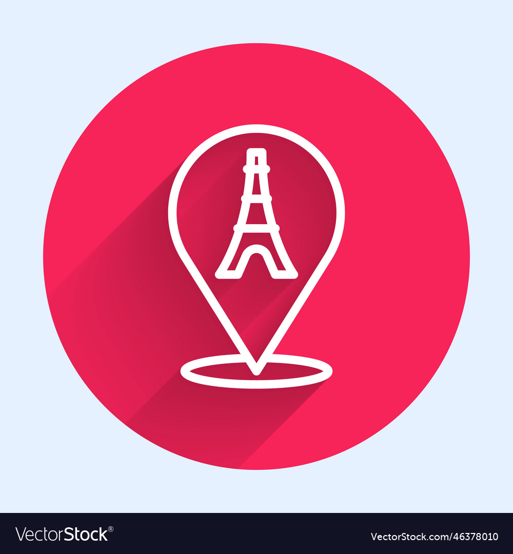 White line eiffel tower icon isolated with long vector image White line eiffel tower icon isolated with long