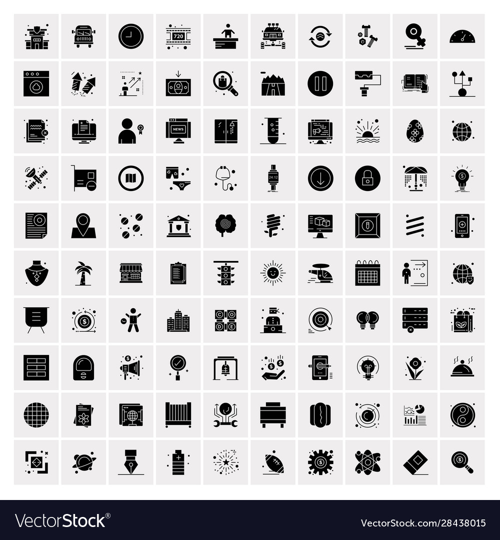 100 solid business icons for web and print