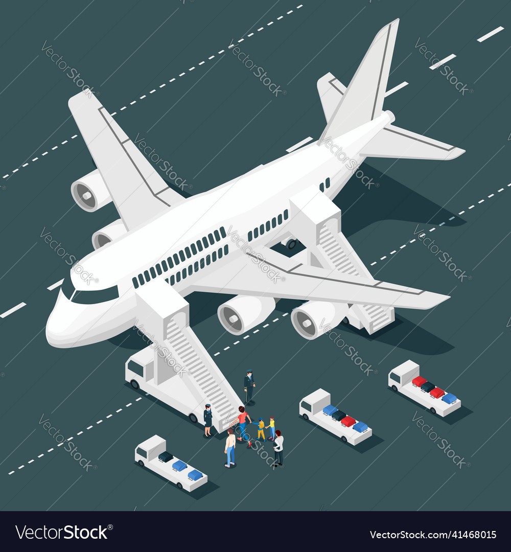 Airplane boarding isometric composition Royalty Free Vector