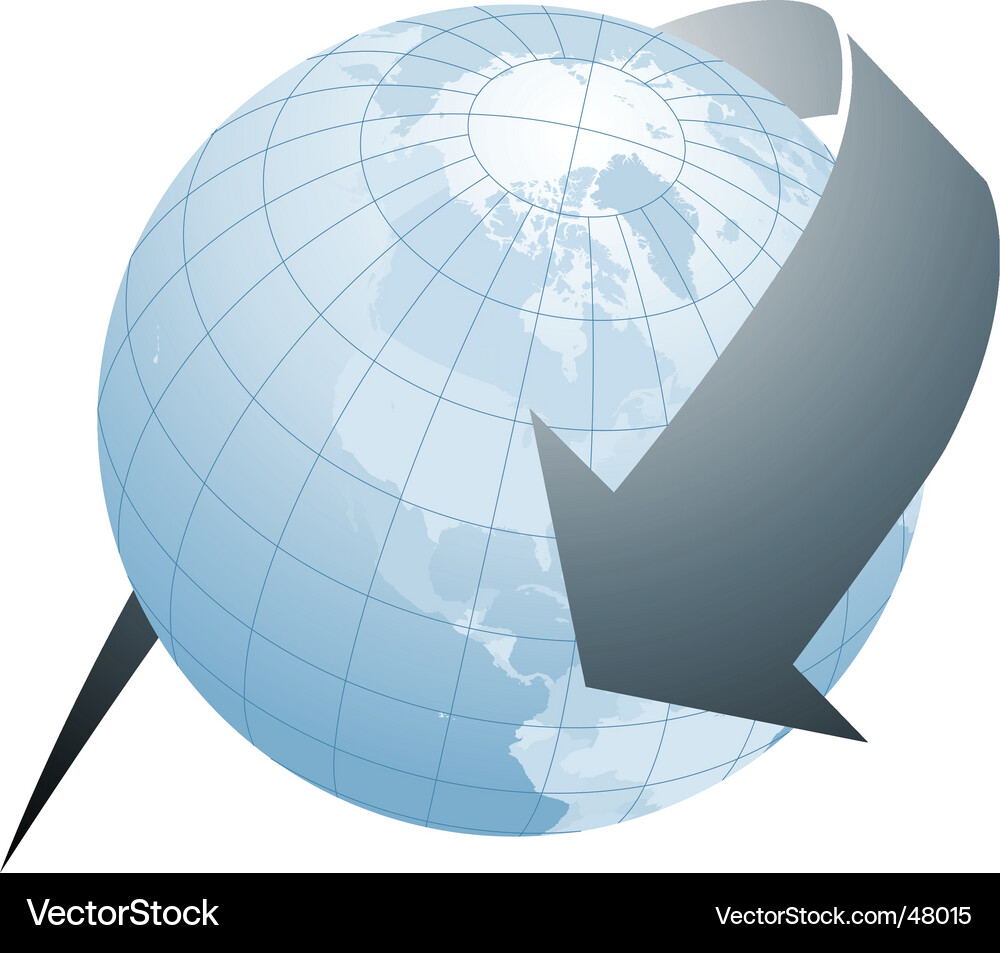 Arrow globe blue Royalty Free Vector Image - VectorStock