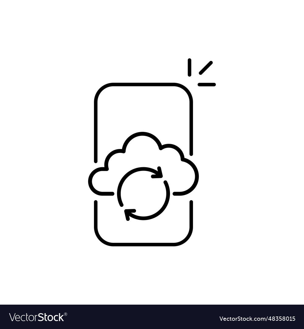 Backup service with thin line phone and cloud vector image Backup service with thin line phone and cloud