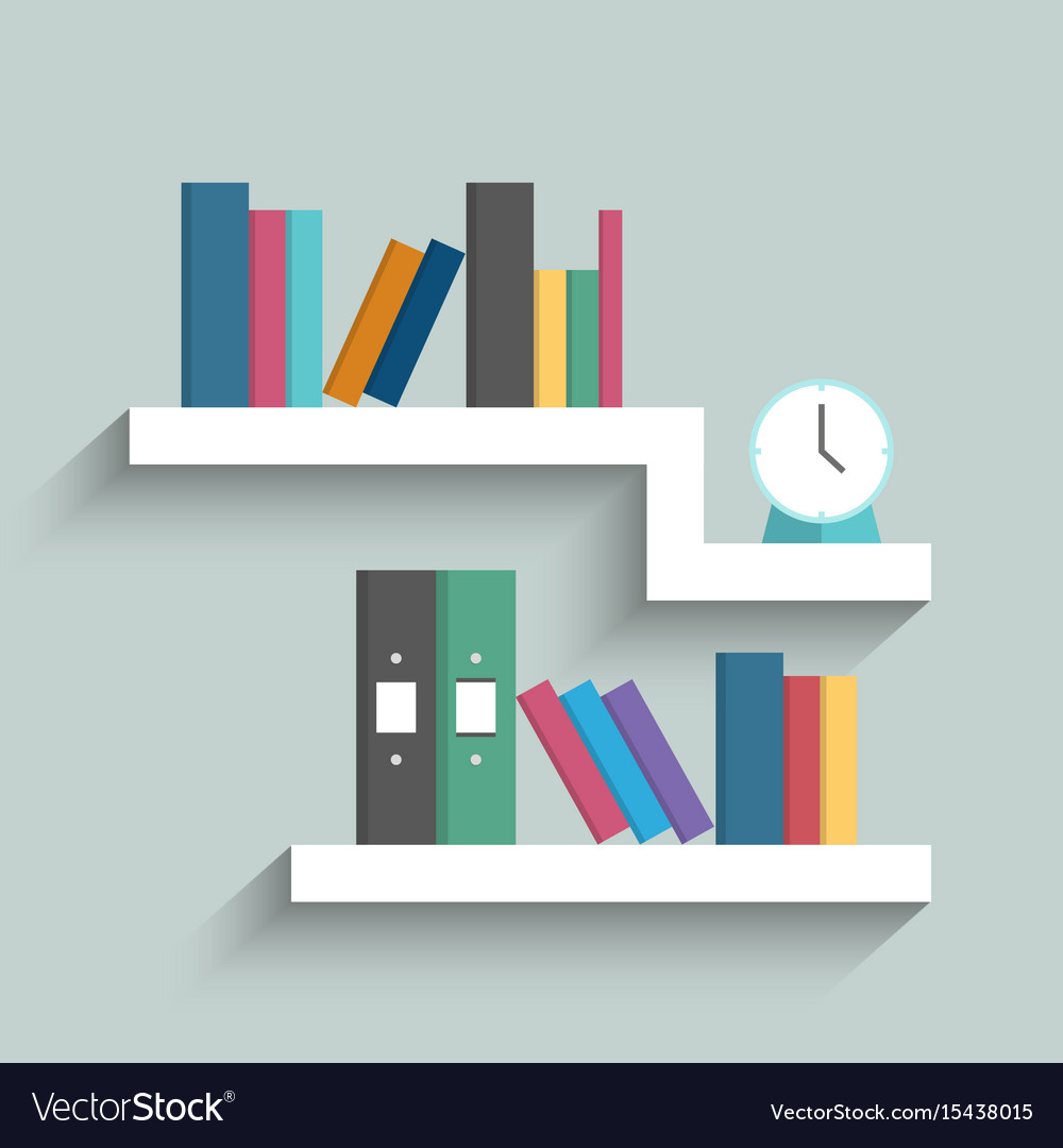 Colorful Bookshelf with Clock