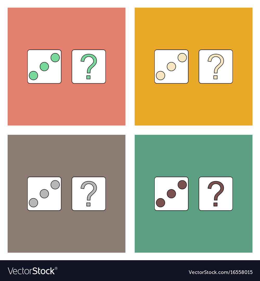 Flat icon design collection dice and question mark