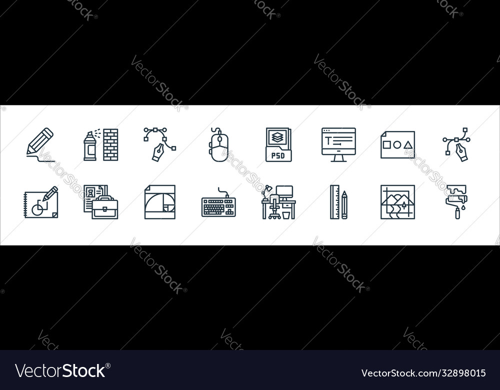 Graphic design line icons linear set quality