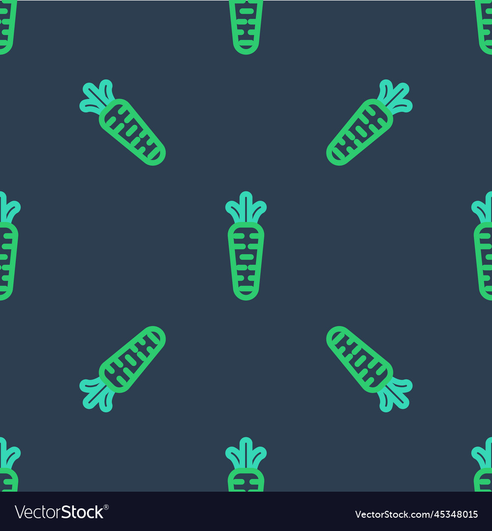 Line carrot icon isolated seamless pattern on blue