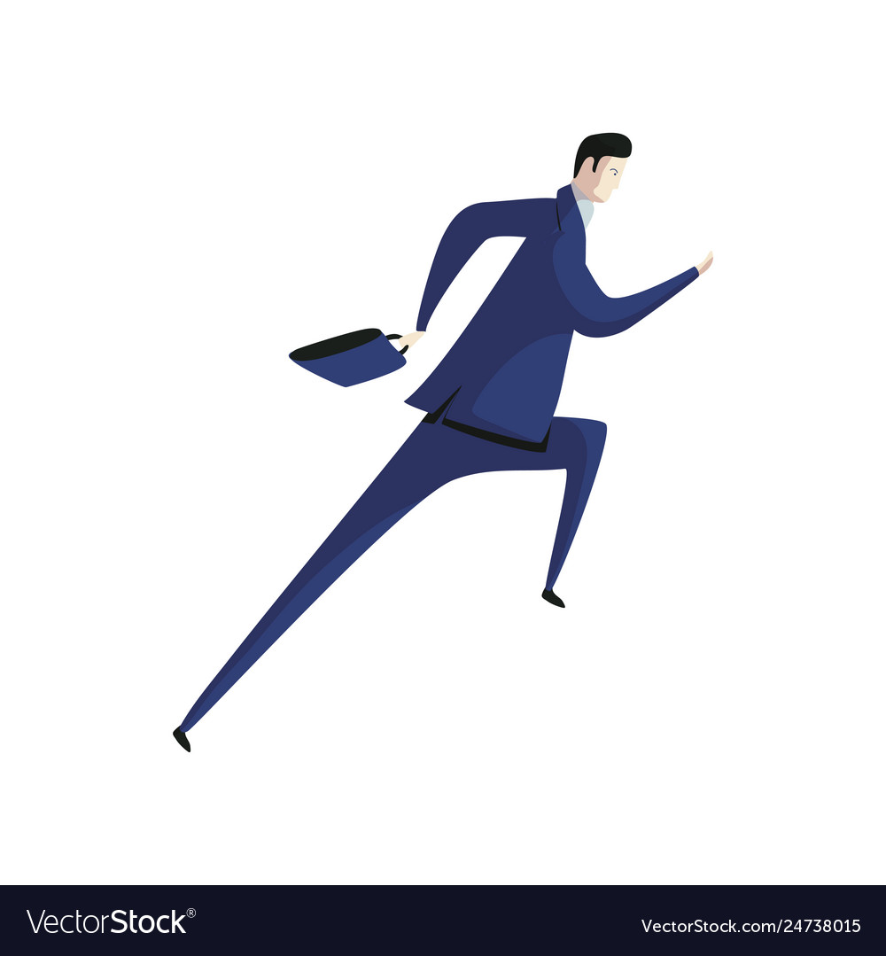 Man manager in suit with briefcase running vector image Man manager in suit with briefcase running
