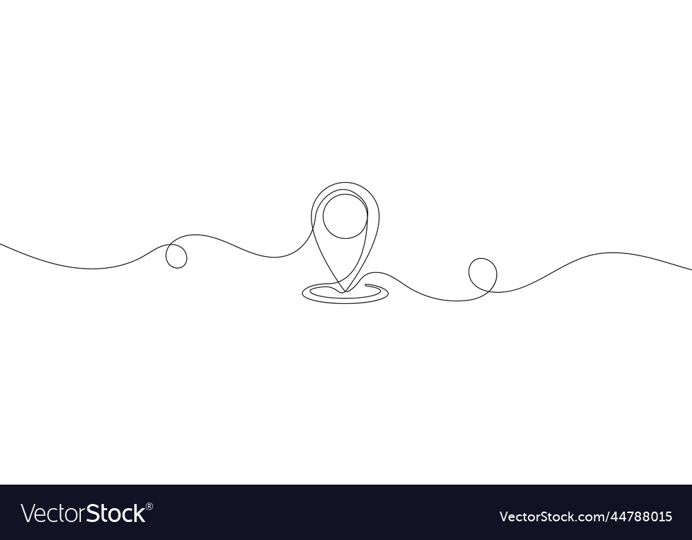 Map pin in continuous line drawing style art vector image Map pin in continuous line drawing style art