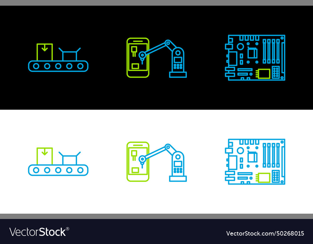 Set line electronic computer components vector image Set line electronic computer components
