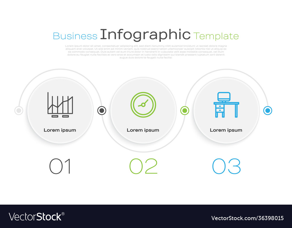 Set line pie chart infographic clock and computer vector image Set line pie chart infographic clock and computer