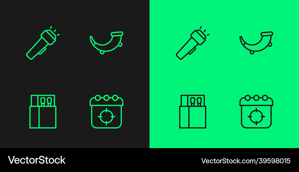 Set line target sport open matchbox and matches Vector Image