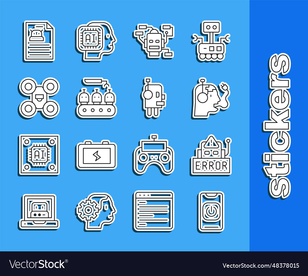 Set line turn off robot from phone error vector image Set line turn off robot from phone error