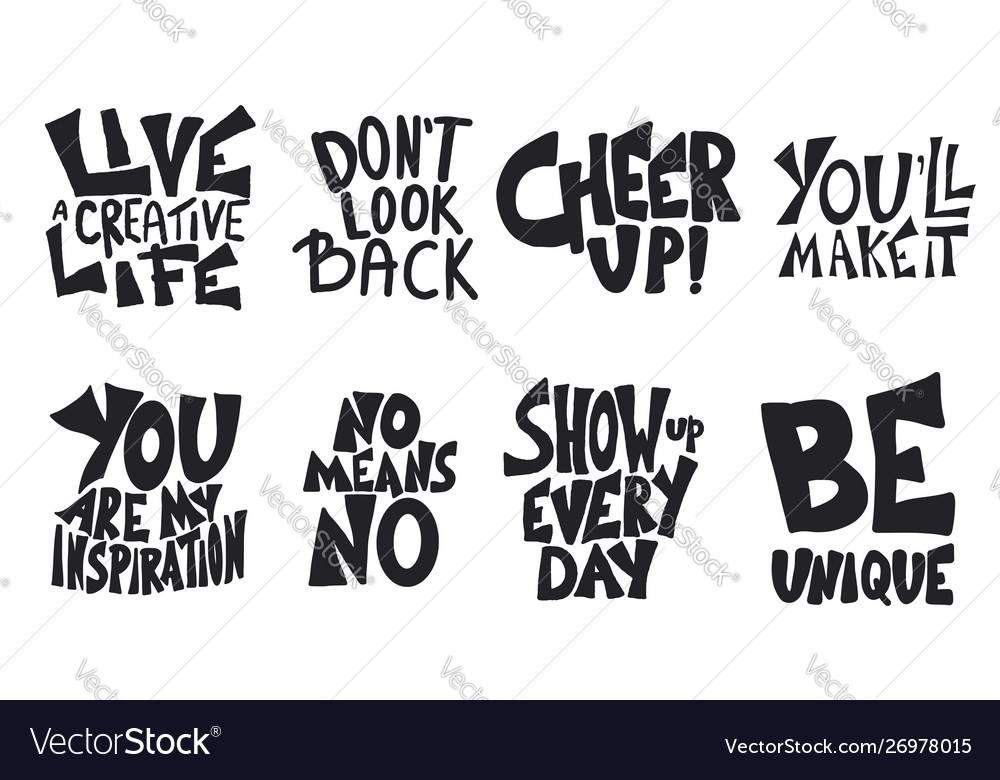 Setzen Sie motivierende Zitate isolierten Text vector image Setzen Sie motivierende Zitate isolierten Text