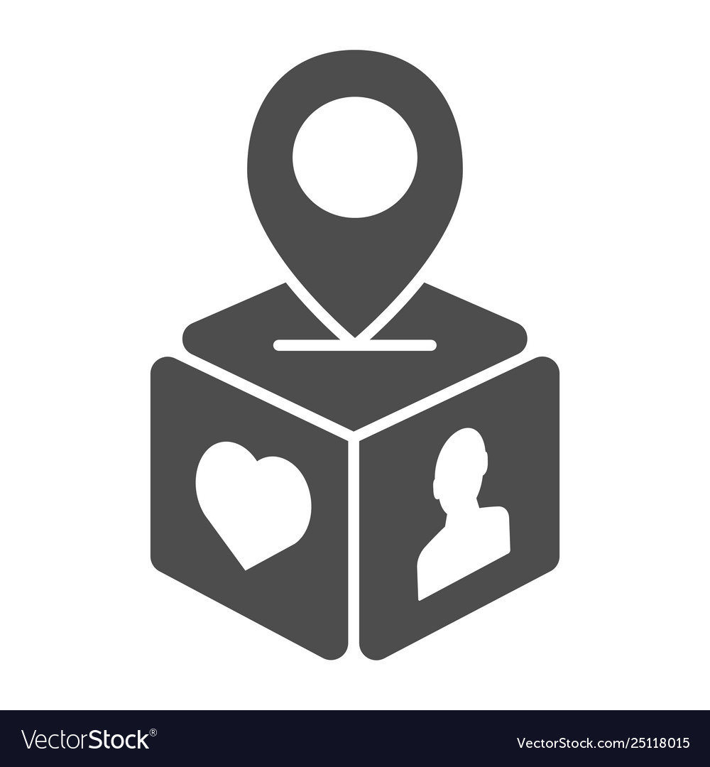 Subscriber location solid icon box with map pin