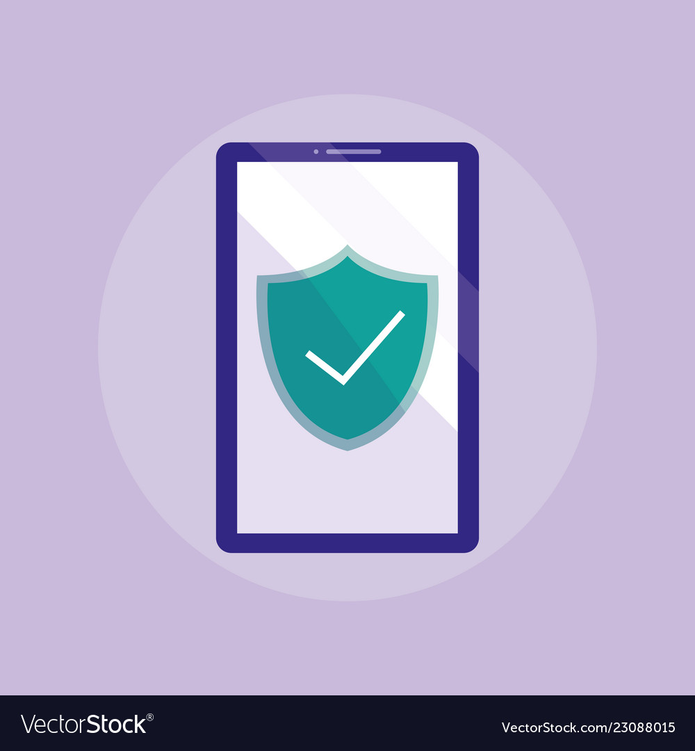 Tablet device with shield and check symbol