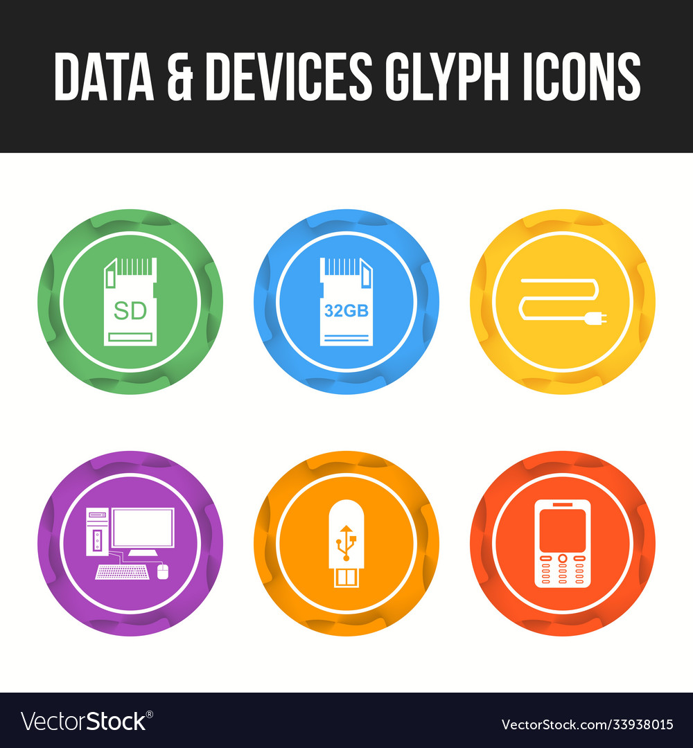 Unique data and devices icon set