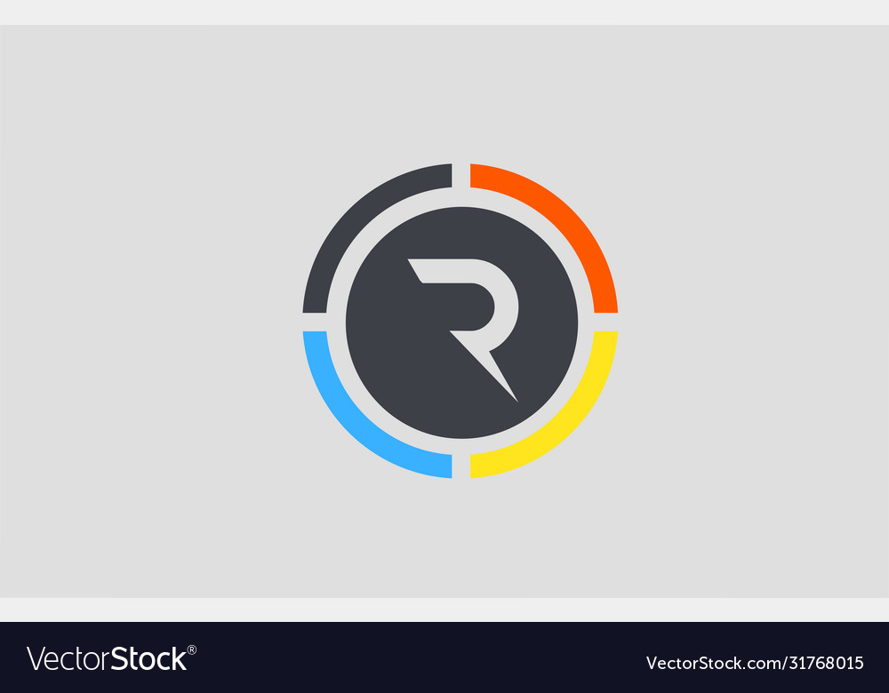 Yellow orange blue r alphabet letter logo