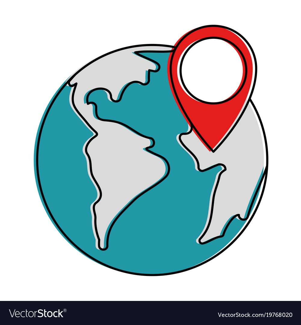 Earth planet with pointer location