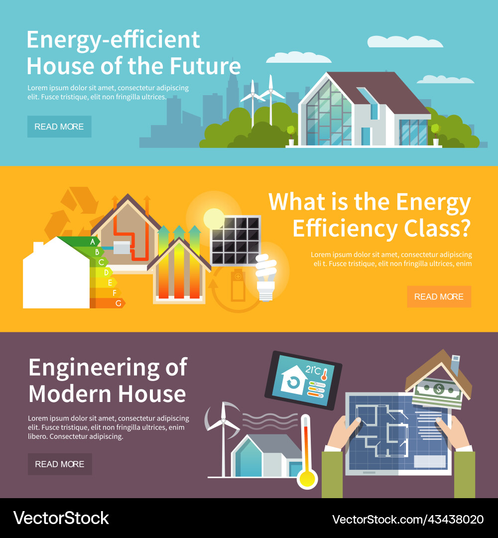Energy saving house banner Royalty Free Vector Image