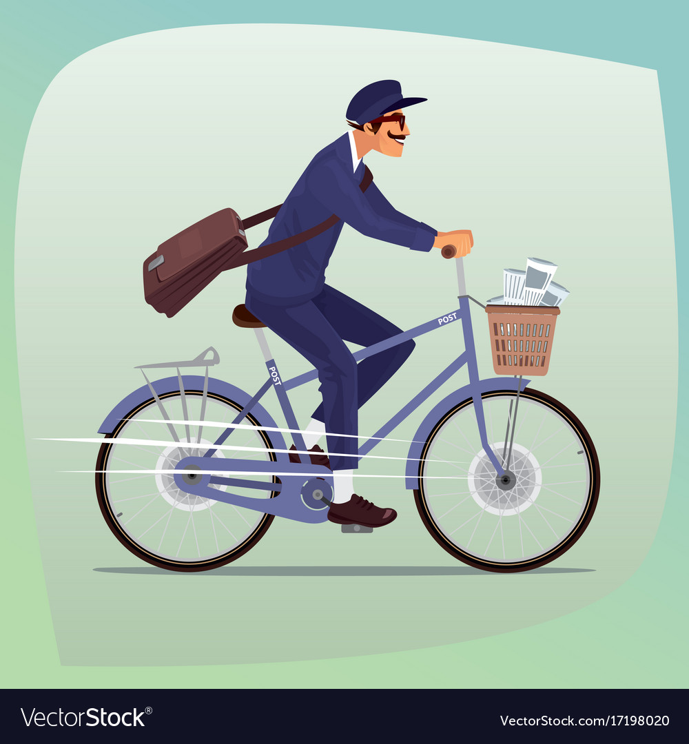 Lustiger Postmann auf Fahrrad