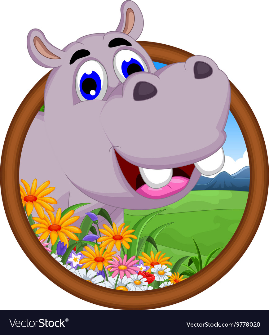 Hippo cartoon in frame