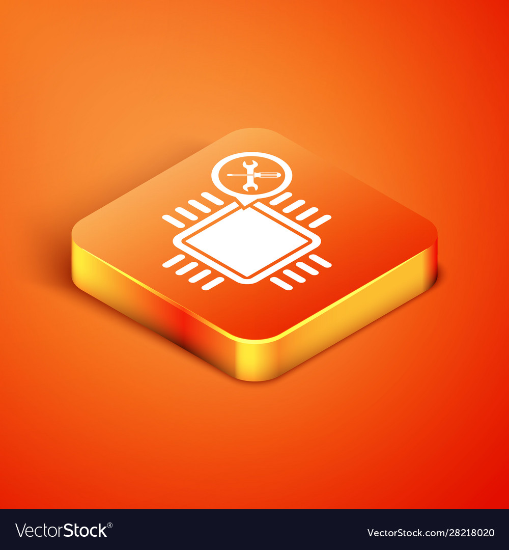 Isometric processor with screwdriver and wrench vector image Isometric processor with screwdriver and wrench