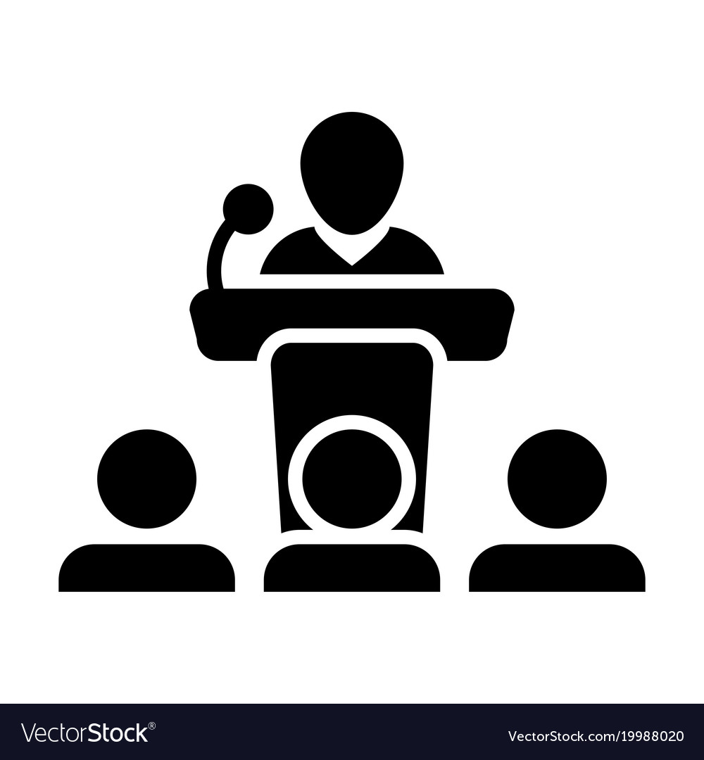 Public speaking icon male person on podium Vector Image