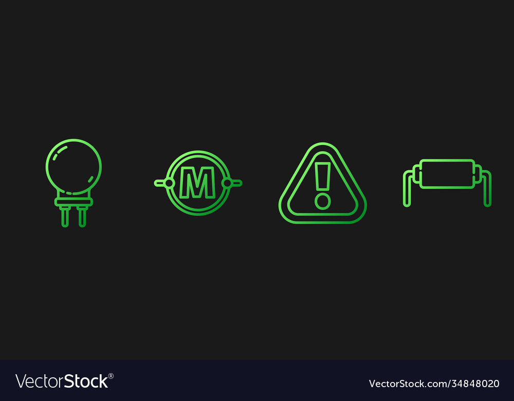 Set line exclamation mark in triangle light vector image Set line exclamation mark in triangle light