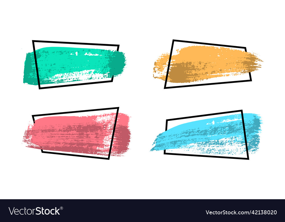 Set of banners made colored brush strokes