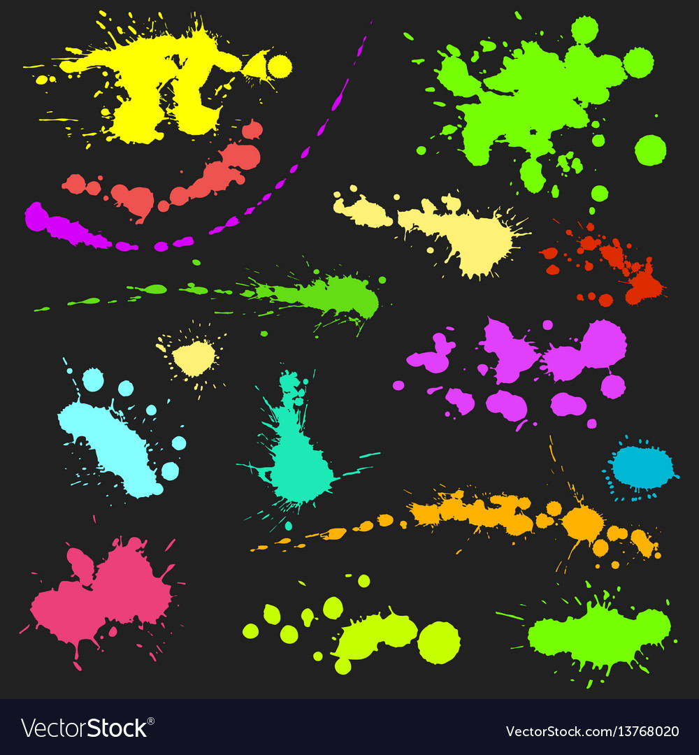 Set of ink splashes blots splatter