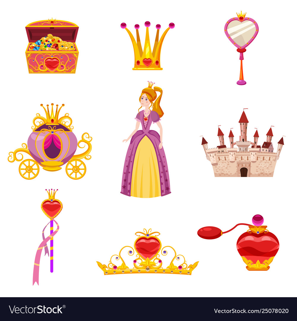 Set princess world elements and attributes Vector Image Set princess world elements and attributes