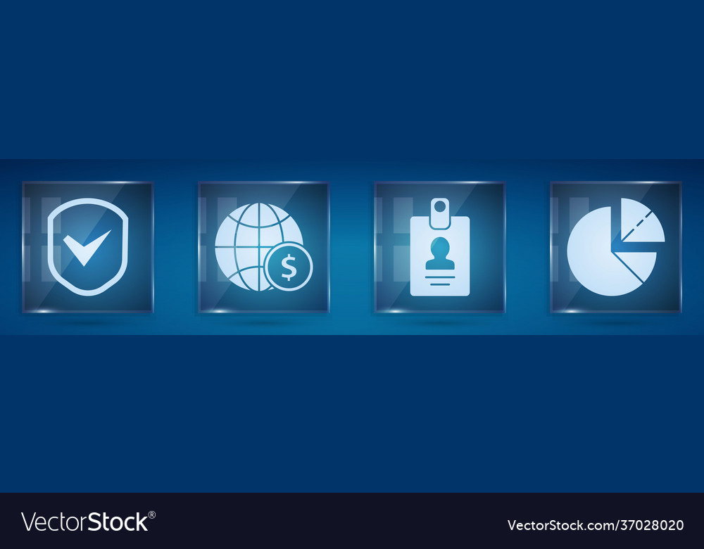 Set shield with check mark earth globe vector image Set shield with check mark earth globe