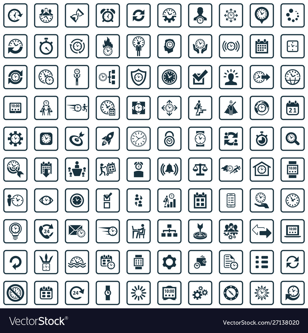 Time management 100 icons universal set for web